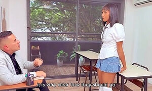 Perverted Director Of An University Fucks A 18 Brunette Teen 18+ Girl In His Car - Public