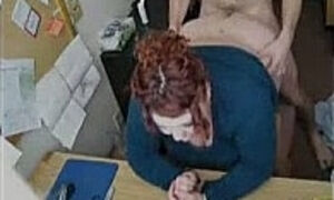 Fat redhead fucking in office