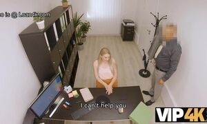 Luxury blonde babe offers her pussy for couple thousands [Office Sex]