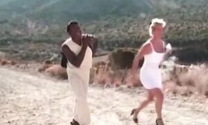 Brit retro messy COUGAR gets bi-racial anal invasion