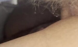 Hairy black pussy getting some white dick