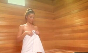 Blonde with long legs fucked by a stranger in a sauna